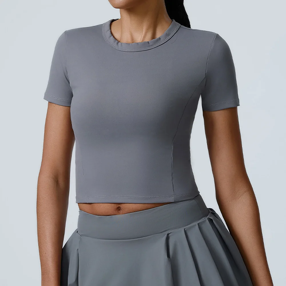 Yoga Sports High Elastic T-Shirt Women Fitness Top Short Sleeves Dance Clothes Running Shirts Gym Push Up Workout Top Tee