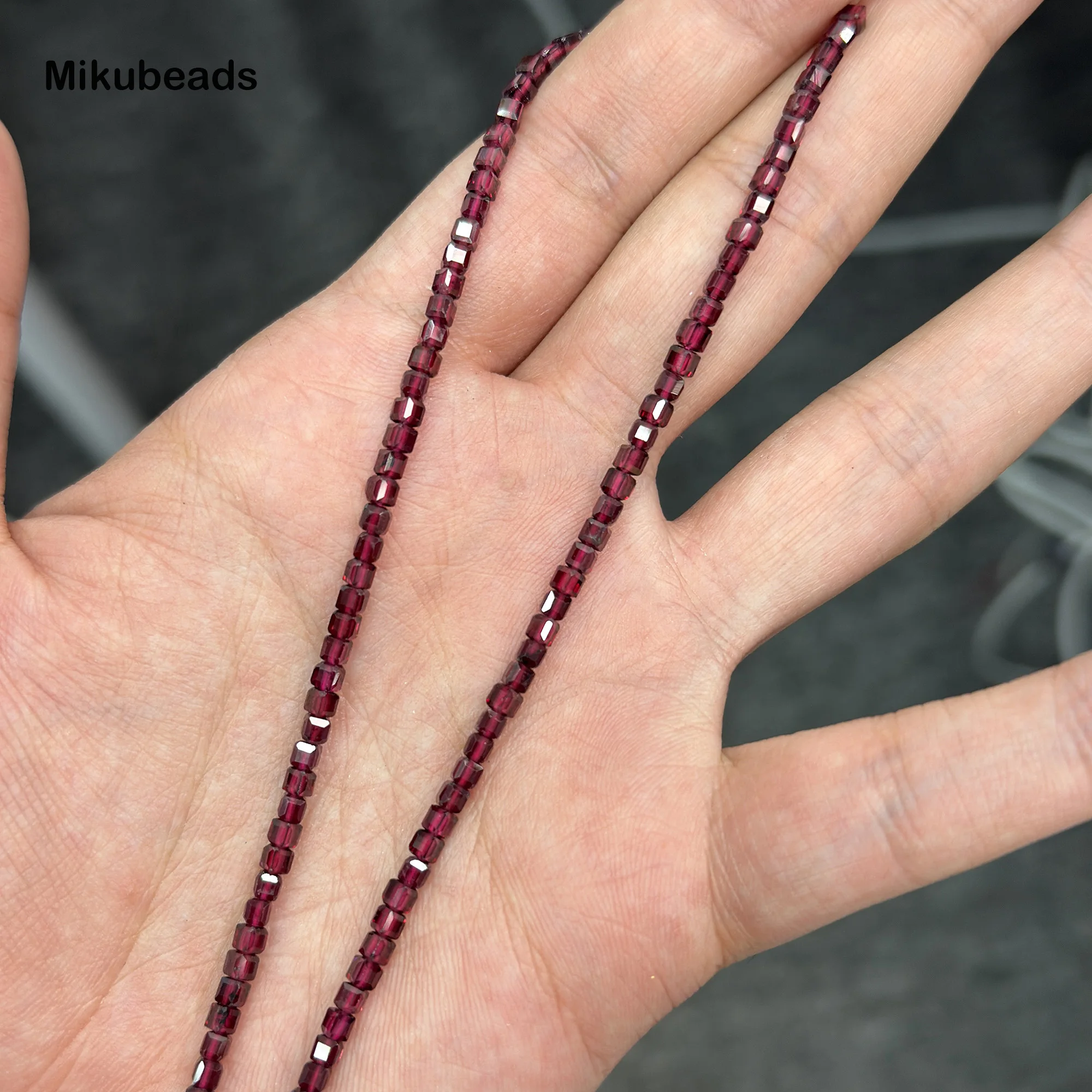 Natural Brazil Red Garnet 2.7*2.7mm Faceted Cube Loose Beads For Jewelry Making DIY Bracelet Necklace Strand For Woman