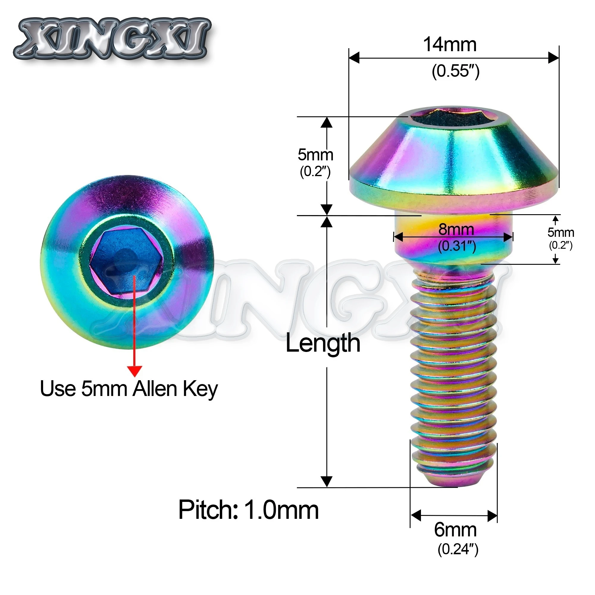 Titanium Bolts XingXi Titanium Bolt M6 X 20/25mm Tapered Ball Socket Head Bolts For Yamaha Motorcycle Brakes