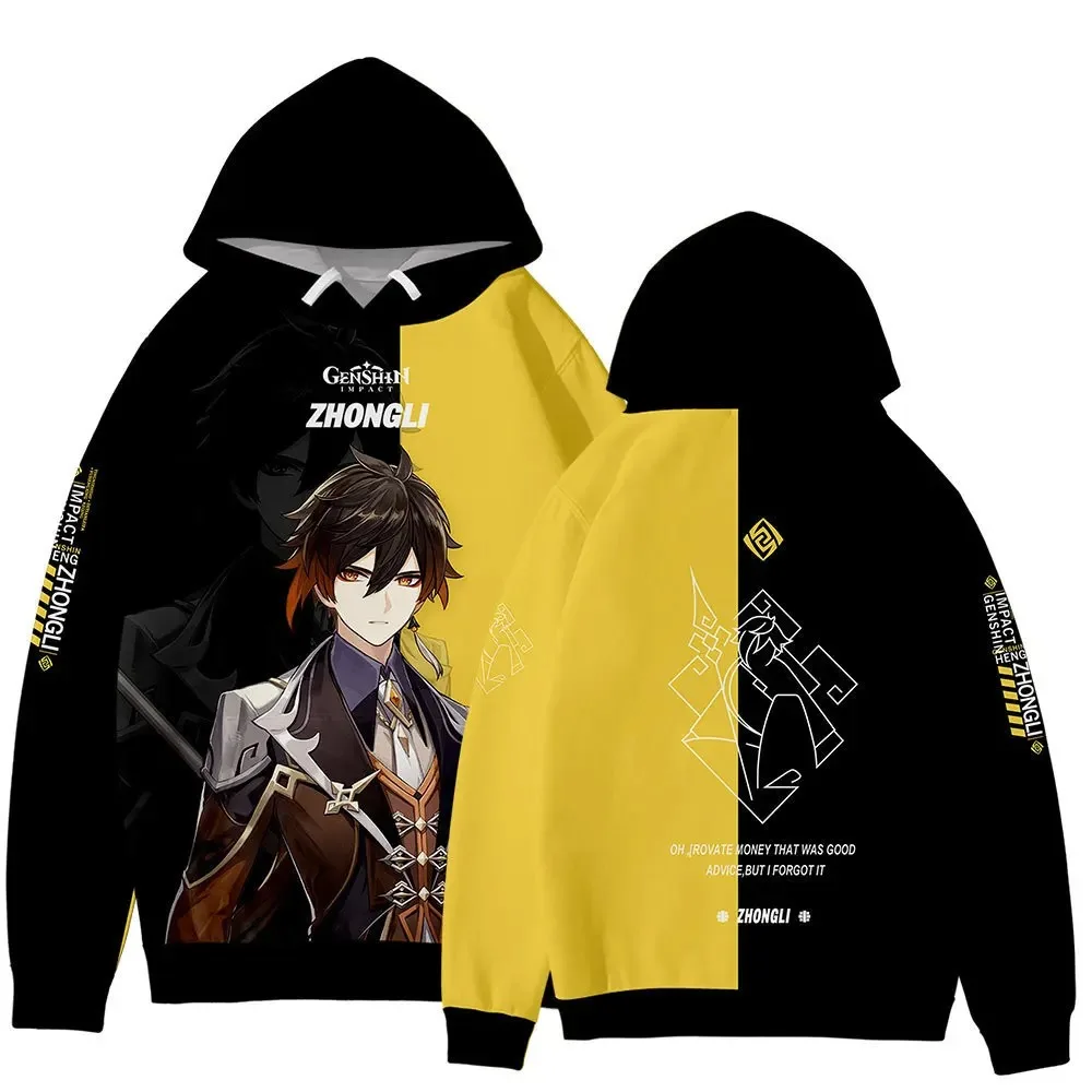 Genshin Impact Raiden Shogun Print Hoodies para homens e mulheres, Moletons Y2K para crianças, Moletons com capuz para meninos