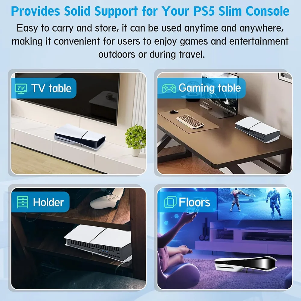PS5 슬림/프로 투명 아크릴베이스 홀더 브래킷 스토리지 스탠드 PS5 슬림 게임 액세서리 용 수평 스탠드