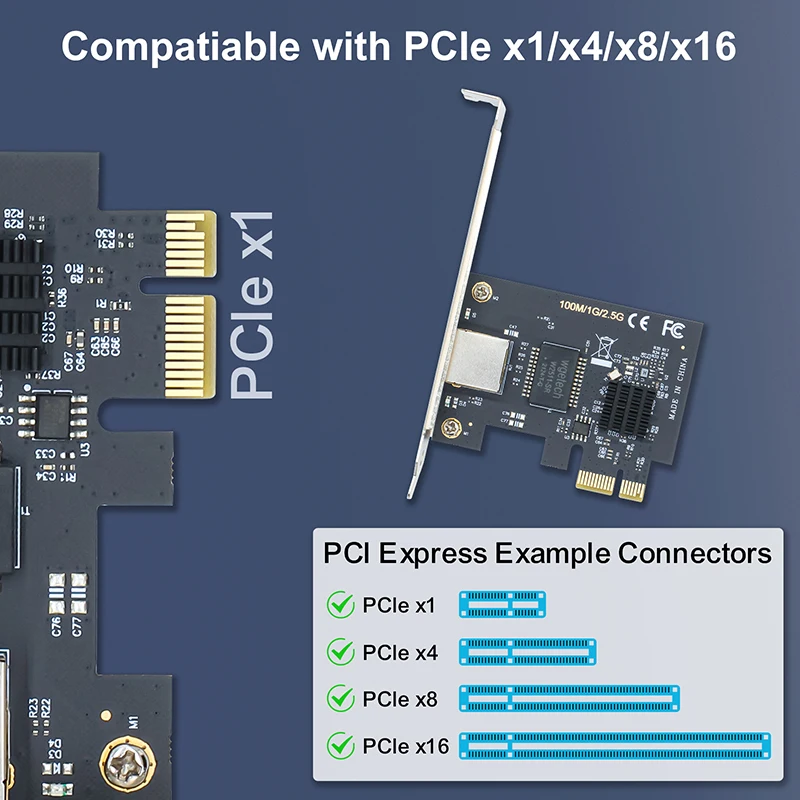 Goodtop PCI-E 네트워크 카드, PC용 2.5G PCI-E 네트워크 카드, RTL8125B 기가비트 LAN 이더넷 PCI Express RJ45 네트워크 카드, 2500Mbps, 1Gbps, 2.5G