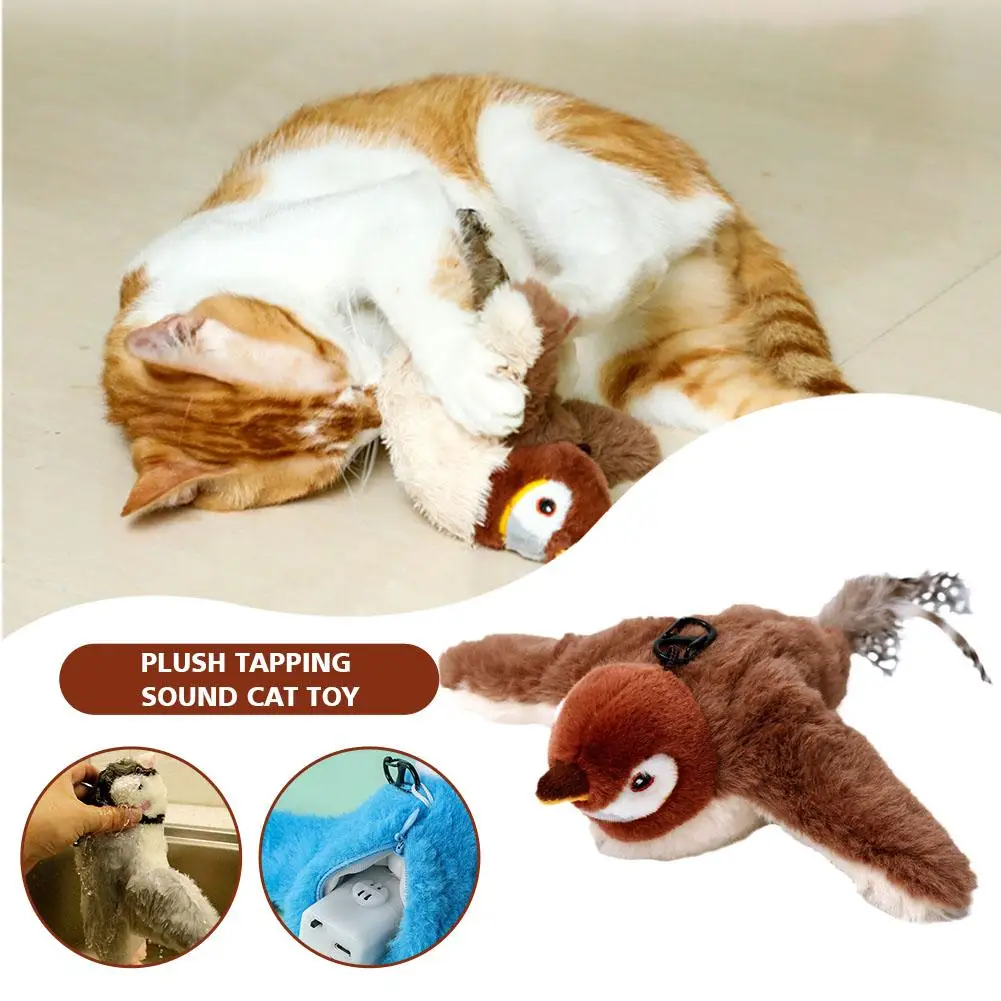 

Interactive Cats Toy Electric Plush Toy Moving With Sounds Realistic Plush Animal Electric Toy For Indoor Cats Grabbing Bit C0K1