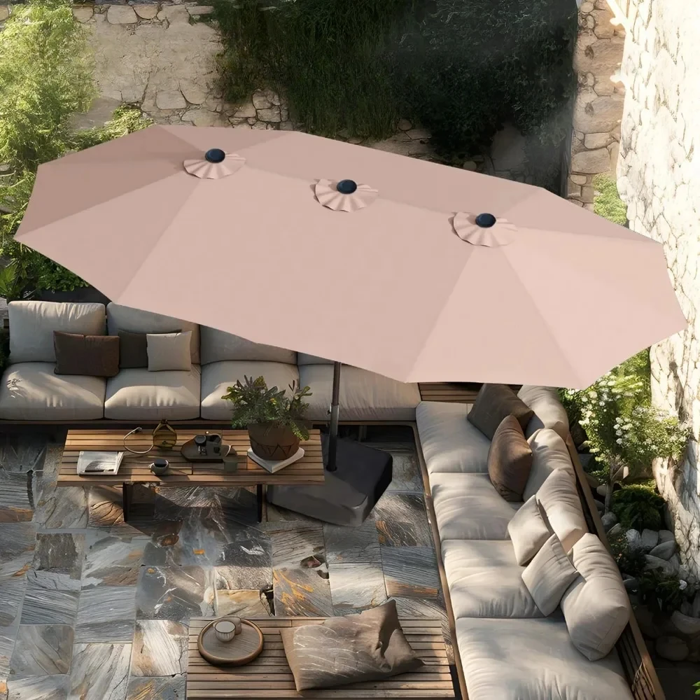 

Patio Umbrellas, 15ft Large Patio Umbrellas, with Base Included and Crank Handle, for Poolside Lawn Garden, Patio Umbrella