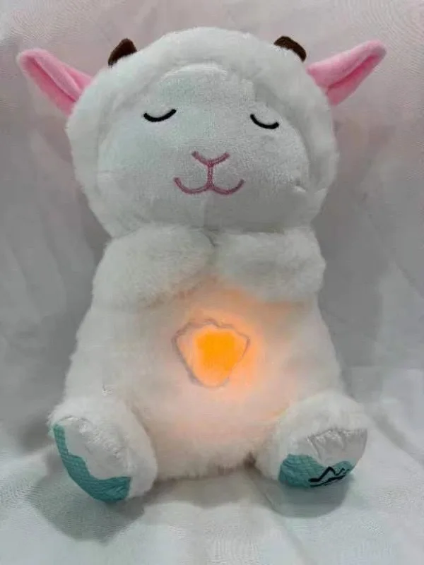 Baby Plush Doll Breathing Bear Newborn Soothing Sleep Playmate Otter Toy Kids Music Sleeping Companion Sound Light Doll Toy Gift