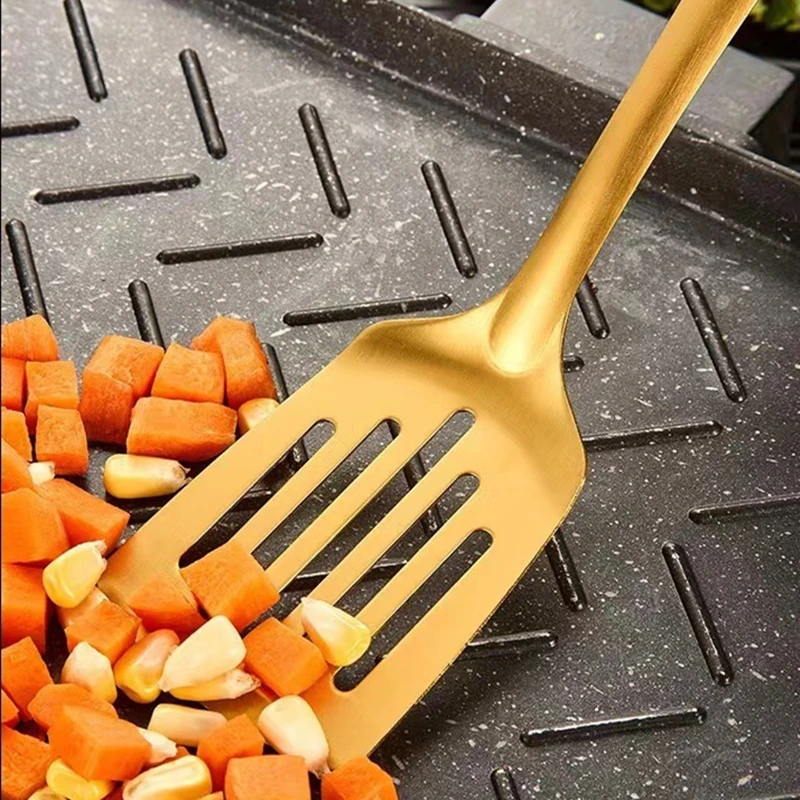 Kitchen Utensils Korean Stainless Steel Kitchen Cooking Utensils Kitchenware Hanging Dinner Soup Colander Frying Spatula Household Accessories