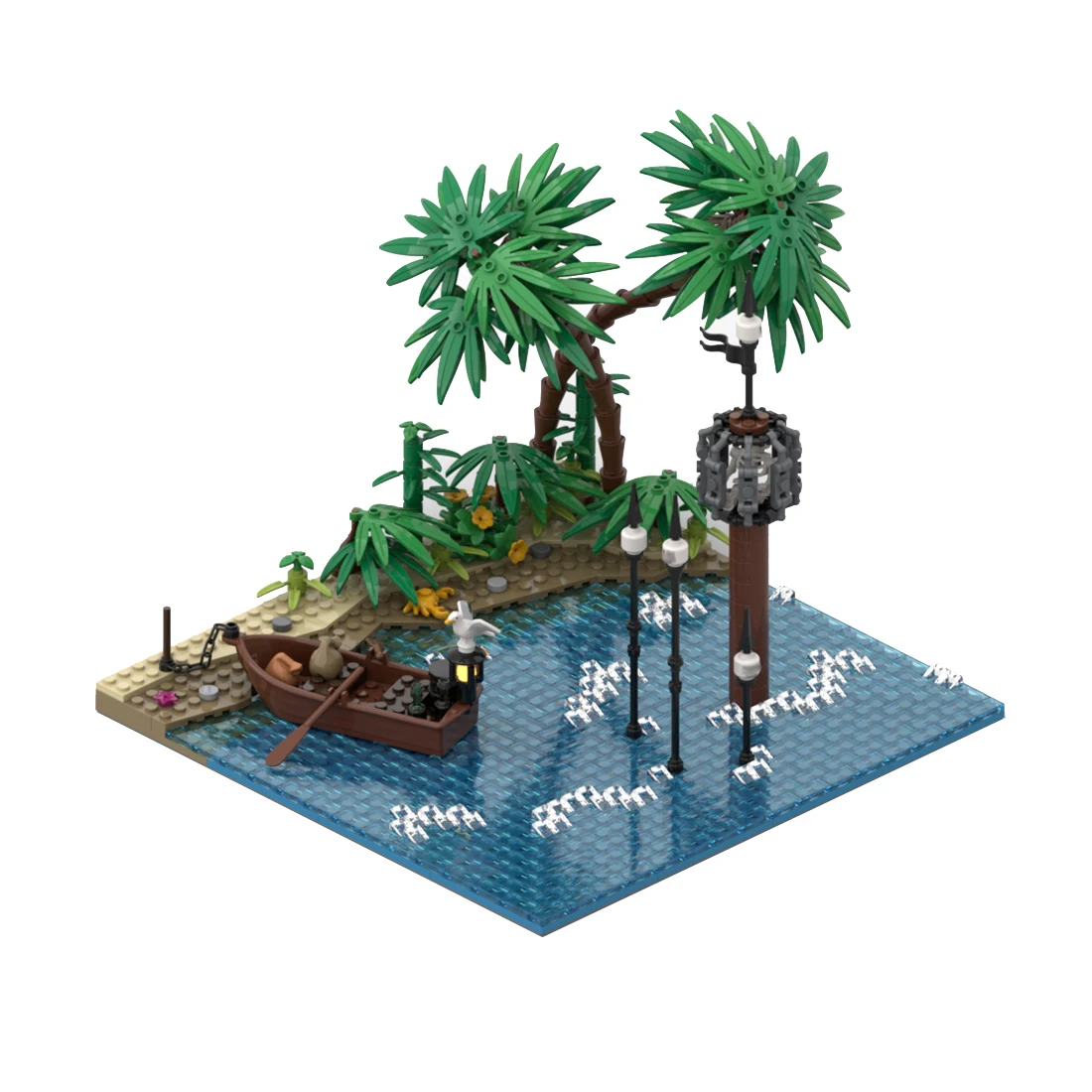 

Authorized MOC-116559 Beach With Pillory Pirate Bay Series Model Building Blocks MOC Set (743PCS)