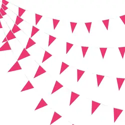 Elegant Navy Blue Bunting Garland - 10m/33Ft Pennant Banner for Celebrations and Events (Rose red)