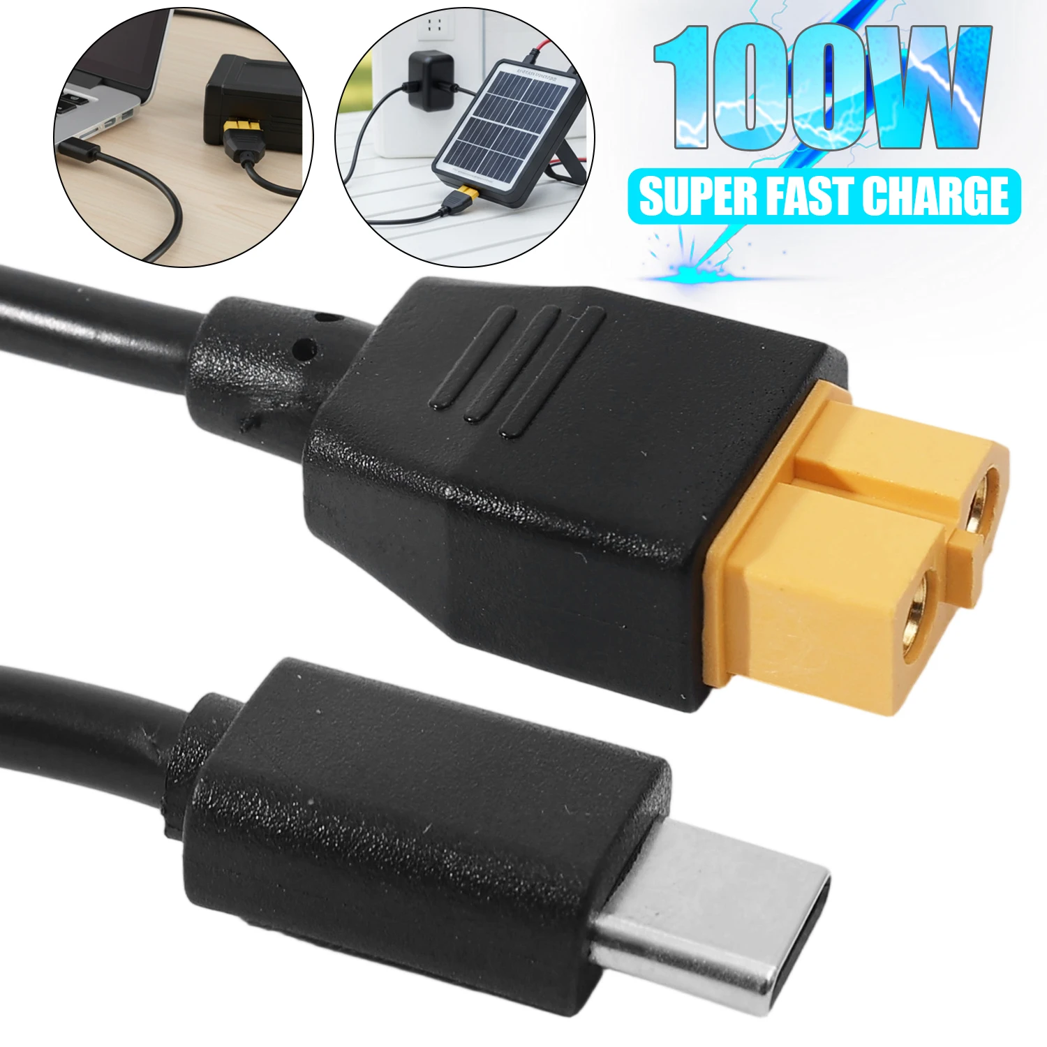 Kabel USB-C męski na XT60 żeński 100cm do ładowarki drona