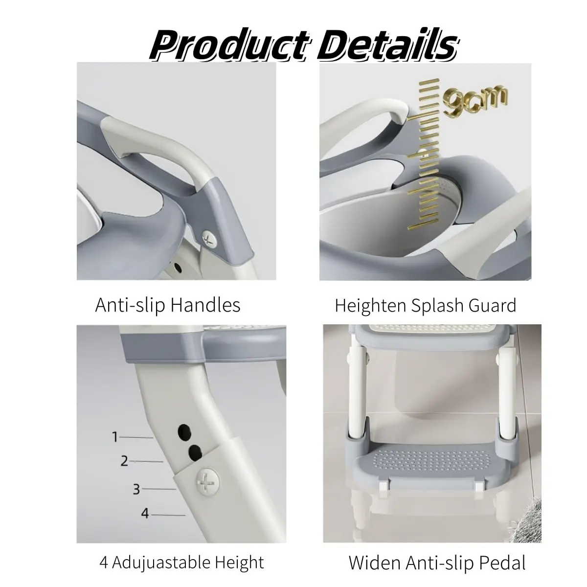 3-in-1 Kids Potty Training Seat with Steps, Foldable Toddler Toilet Ladder and Standing Potty Mode