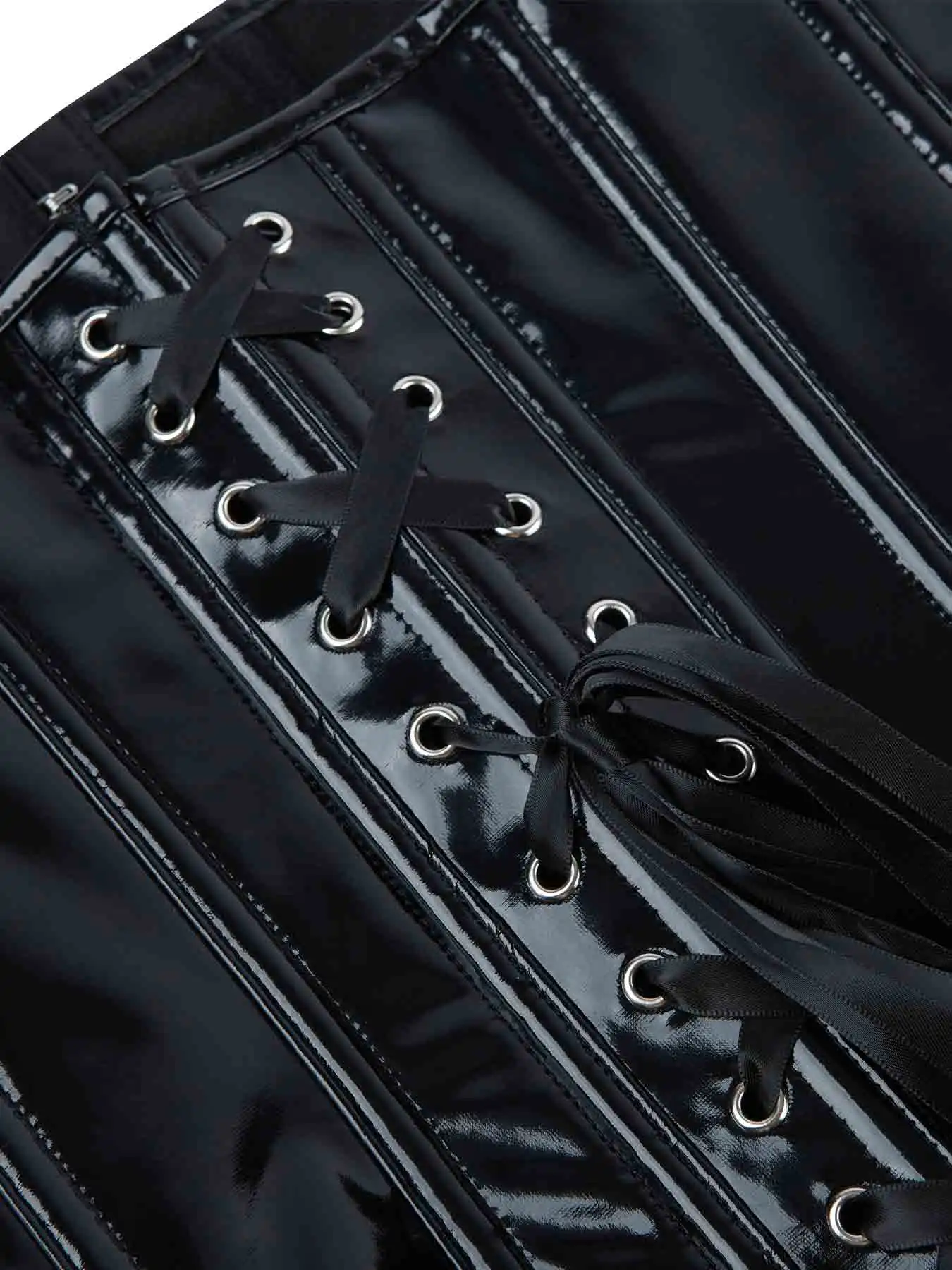 New European and American leather breasted glossy leather court corset waist corset 6