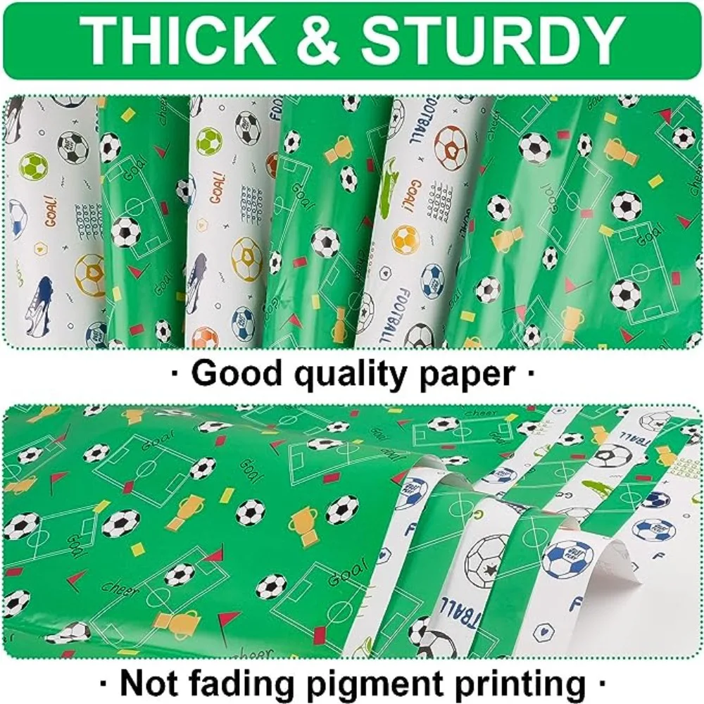 New Coated Paper Gift Wrapping Paper Football Pattern 50X70cm Gift Packaging Cartoon Style Boys Wrapping Birthday