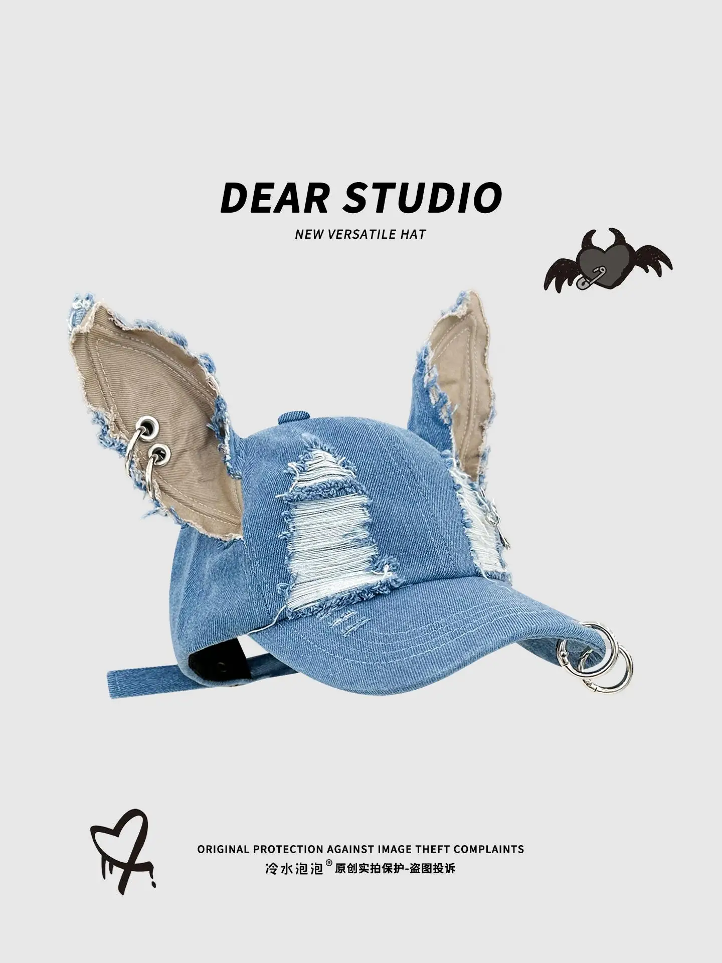 NEUE Y2k Hot Girl Graffiti Jeans Kaninchen Ohren Cowboy Baseball Hut Waschen Graffiti Hip Hop Cap Frauen Männer Party Team Baseball Kappe – Detail 3