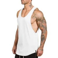 T-Shirt sans manches en coton respirant pour hommes, vêtements d'entraînement de musculation, de course, de Sport, couleur unie, débardeur musculaire 5