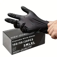 100PCS Black Nitrile Gloves Thickened Disposable Gloves for Cleaning Hairdressing  Waterproof Dishwashing Tattoo Gloves 1