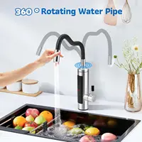 Robinet chauffe-eau instantané 3000W, eau chaude et froide, chauffage rapide, petit appareil de cuisine, robinet chauffant électrique en acier inoxydable avec affichage de la température LCD, 360° °   Robinet d'eau chaude rotatif pour cuisine et salle de bain 2