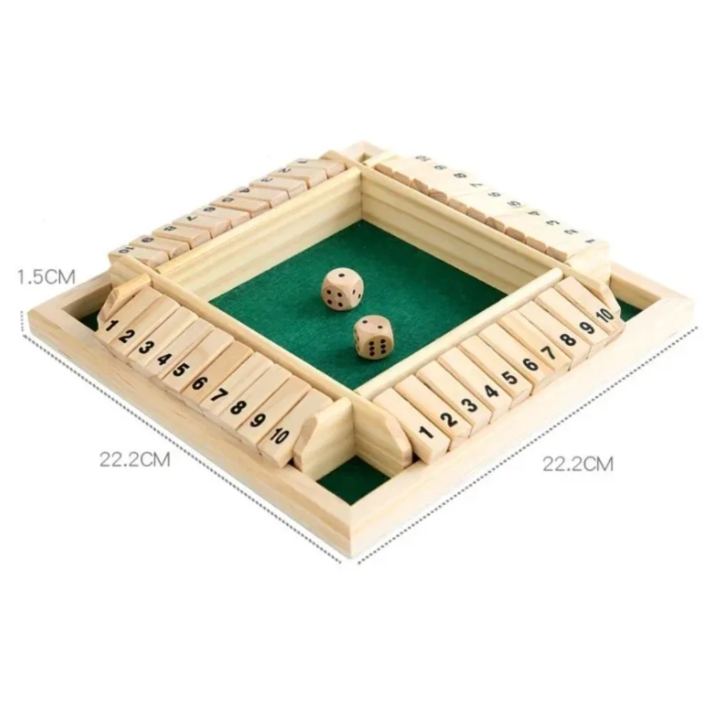 Wooden Dice Board Game Shut The Box for 4 Players Flaps & Dices Game Parent-children Interaction Family Entertainment 1 Set