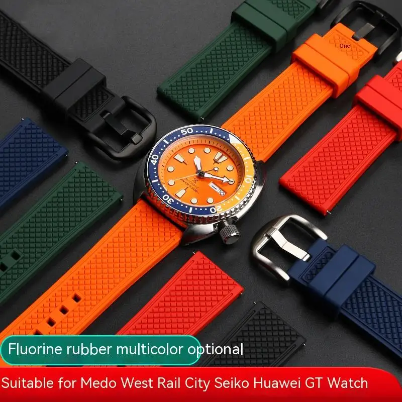 Cinturino In Gomma Fluorurata Sostituisce Omega Ippocampo Tudor Little Red Flower Rolex Water Ghost Iwc Huawei Gt3 Strap