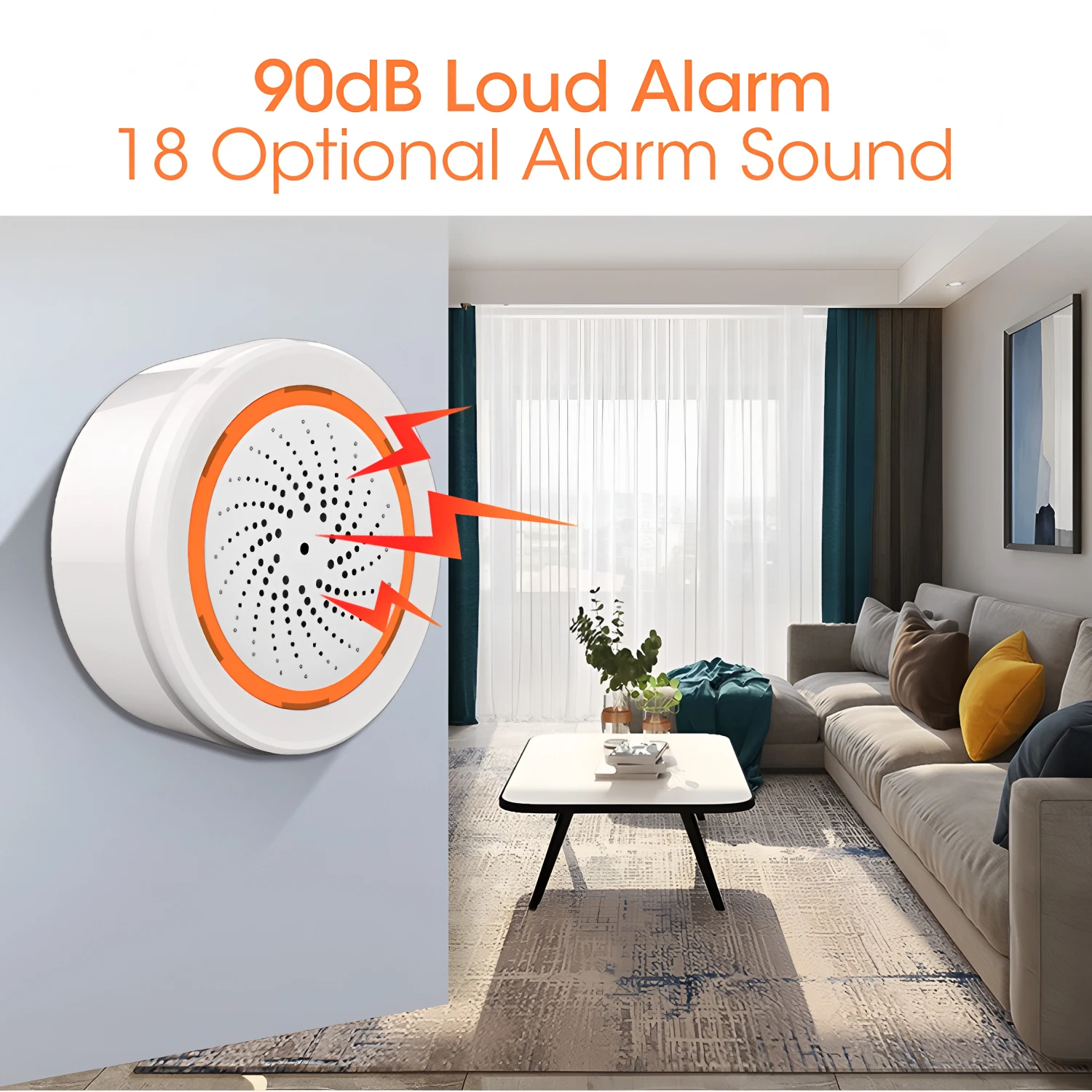 Tuya WiFi / ZigBee Smart Siren 90dB Sound and Light Alarm with Temperature Humidity Sensor USB Battery Power for Home Security