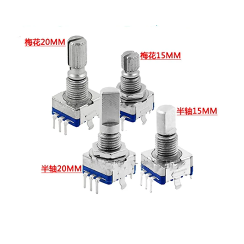

5PCS Half / Plum axis rotary encoder, handle length 15mm / 20mm code switch/ EC11 / digital potentiometer with switch 5Pin