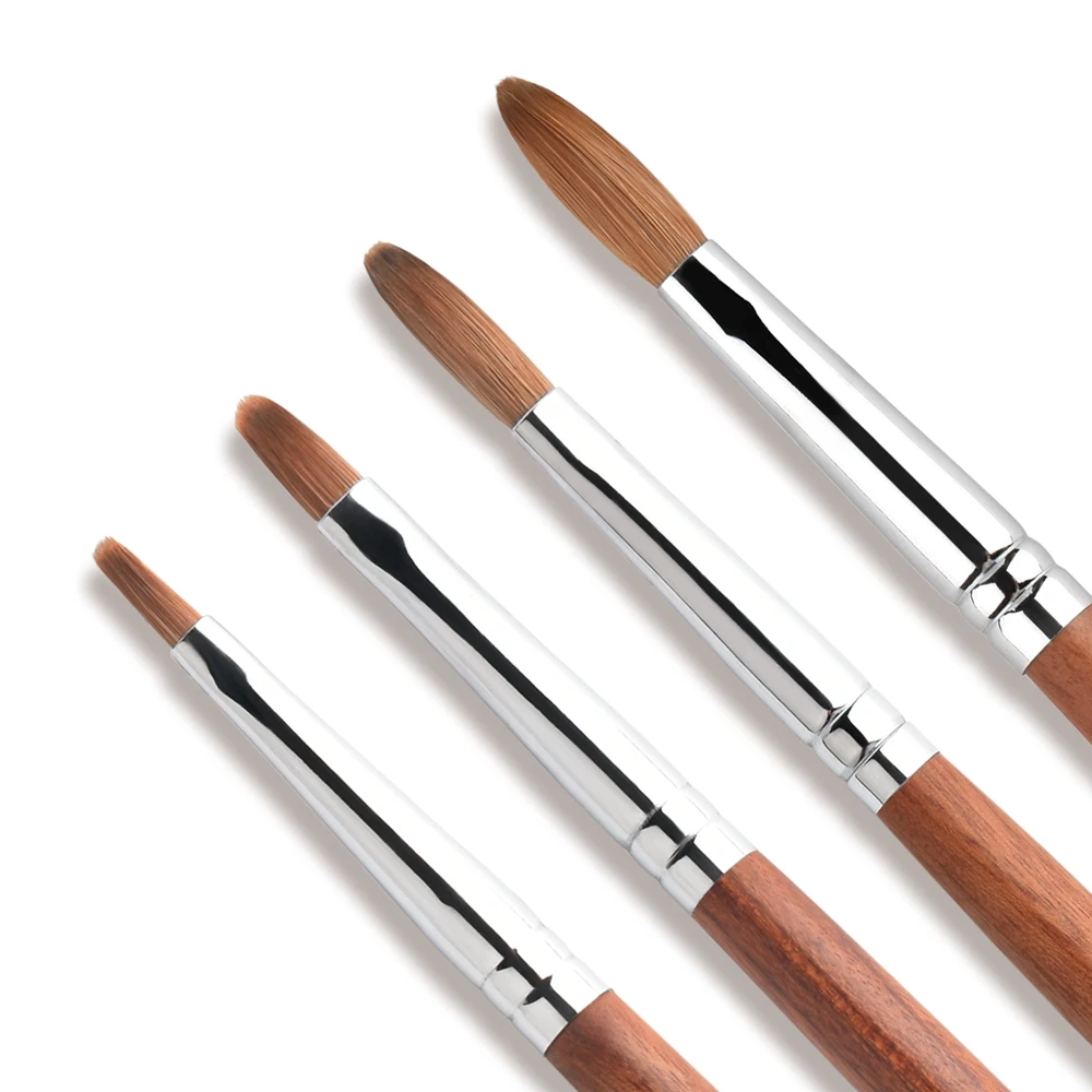 KADS Acrylic Nail Brush Professional Kolinsky Brush for Nails Acrylic Powder Brush Crimped Oval Shaped Sturdy Handle with Box 6