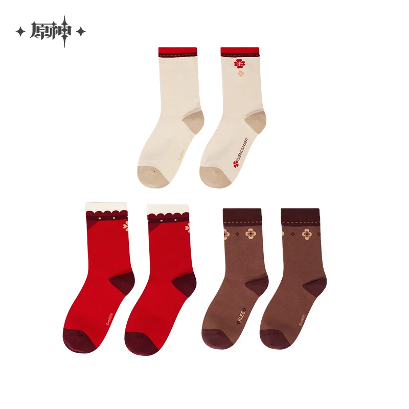 

Mihoyo Official Genshin Impact Cute Klee Theme Impression Series 3 Pairs Of Socks Mid-calf Sock Set Birthday Gifts Cosplay