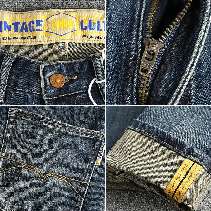 Embroidery embellished American vintage jeans men slim small straight leg fashion all-match youth pants men jeans mens jeans jeans trousers denim trousers washed jeans mens casual trousers