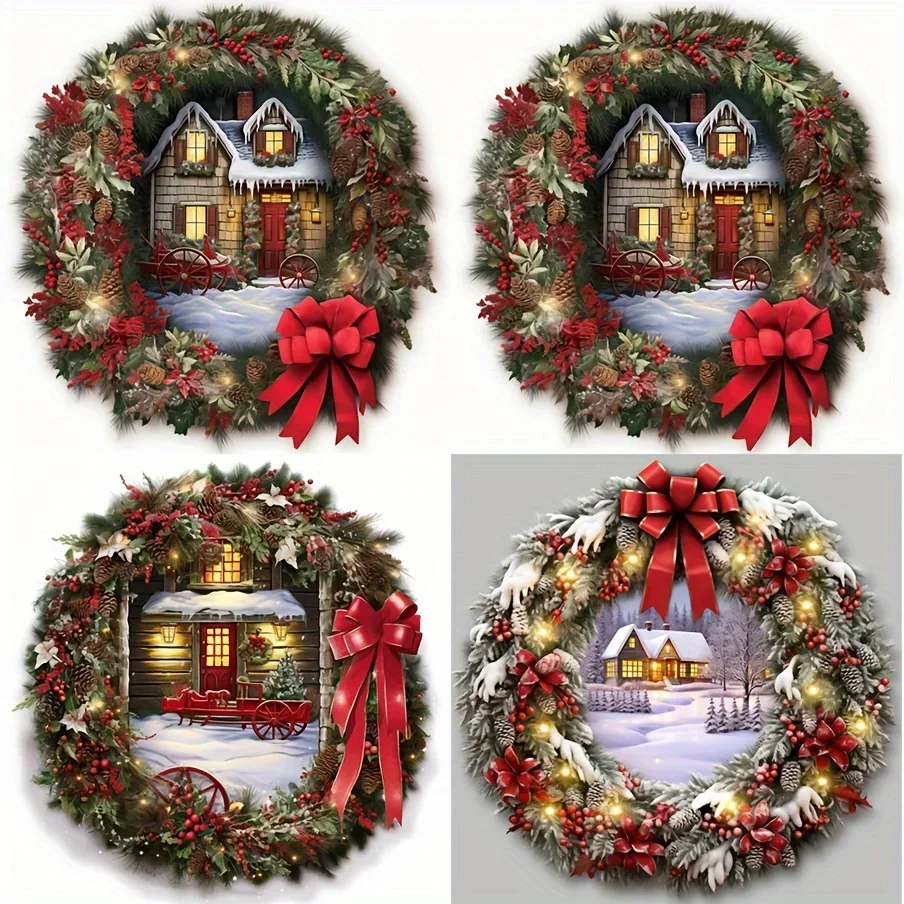 

Car Sticker 4 In 1 Festival Christmas Wreath Window - Glass And Wall Decor For Home Masking Marks Wallpaper Car Acesssorie-For B