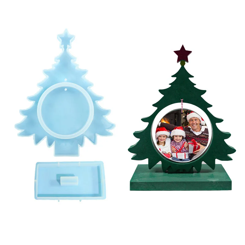 

A new Christmas tree with a base made of silicone mold and epoxy resin which can be used for photo frame jewelry decoration