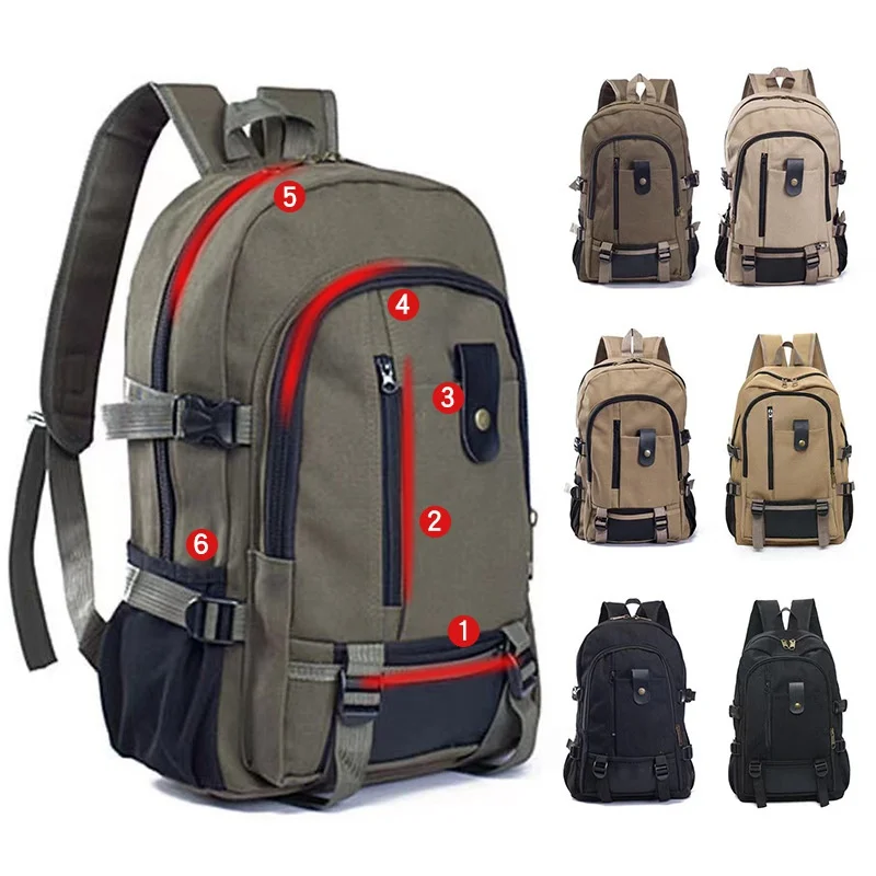Fashion Canvas Men's Backpack Casual Travel Backpack Large Capacity Student School Bag Multifunction Male Laptop Bag