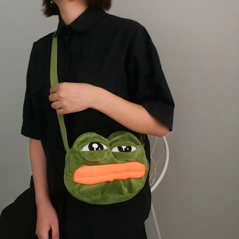 Fur Funny Small Bag Women New Cartoon Frog Messenger Bag Plush Doll Student Cute Girl ShoulderBag 