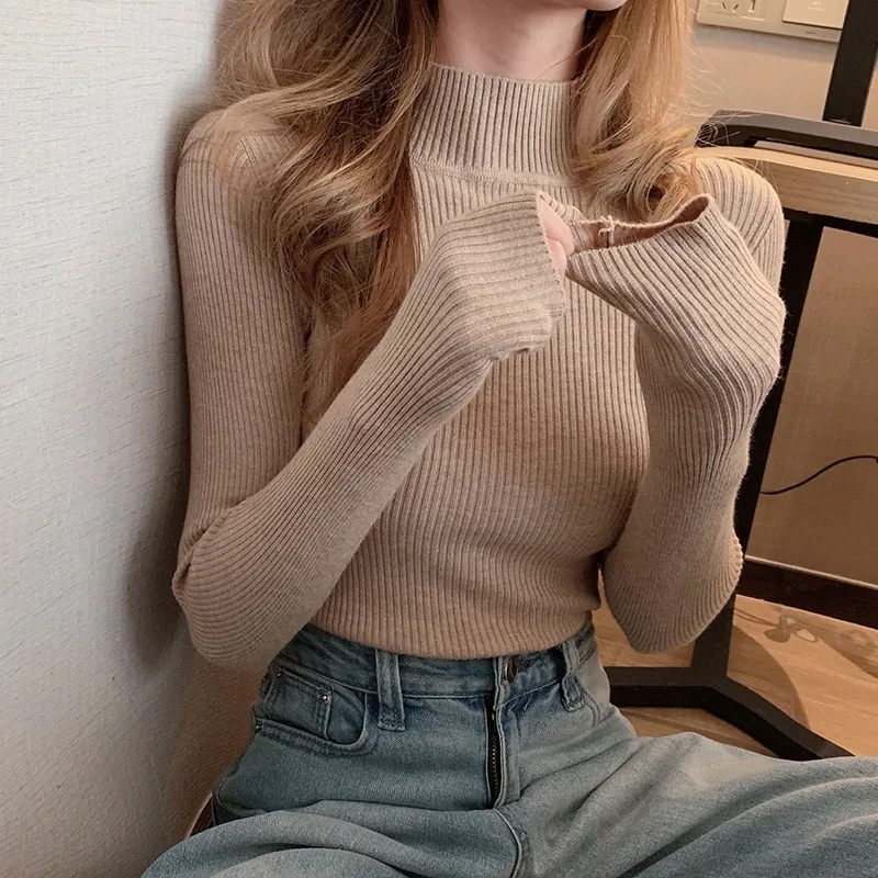 

Women Basic Bottoming Sweaters Knitted Sweaters Pullovers Casual O-neck Slim Jumper O-neck Korean Sweater