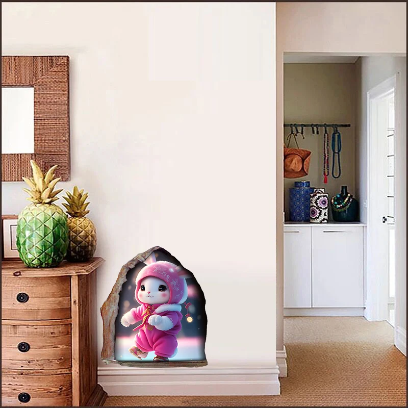 Mouse Hole Wall Stickers Waterproof Cartoon Home Decoration Living Room Funny Decals
