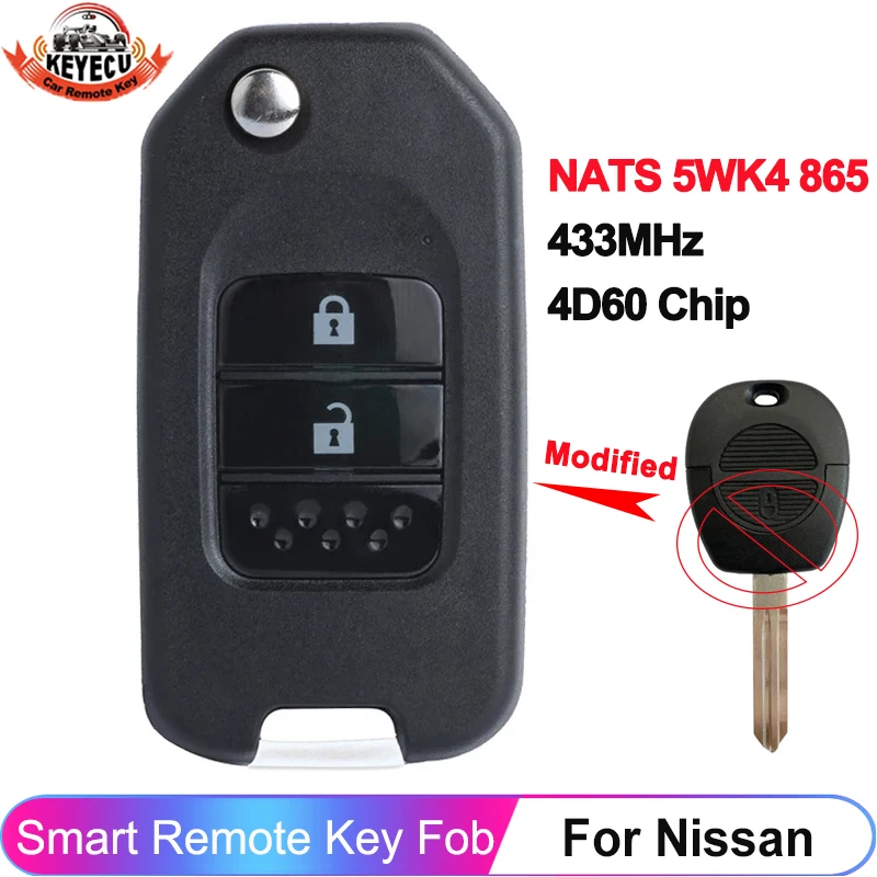 KEYECU NATS 5WK4 865 Verbesserte Fernbedienung Schlüssel Für Nissan Almera Micra Primera Patrol X-Trail Terrano Pulsar Navara 433 MHz 4D60 Chip – Detail 1