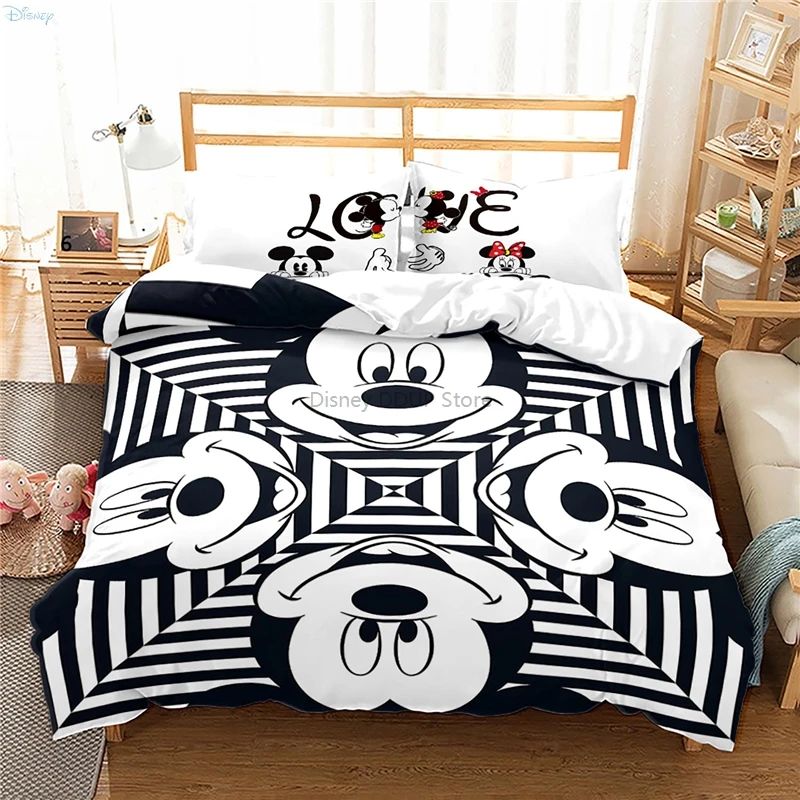 Cute White Mickey Mouse Twin Full Queen King Size Bedding Set 3d Printed Duvet Cover Pillowcases Comforter Cover Bed Sets 2/3pcs 