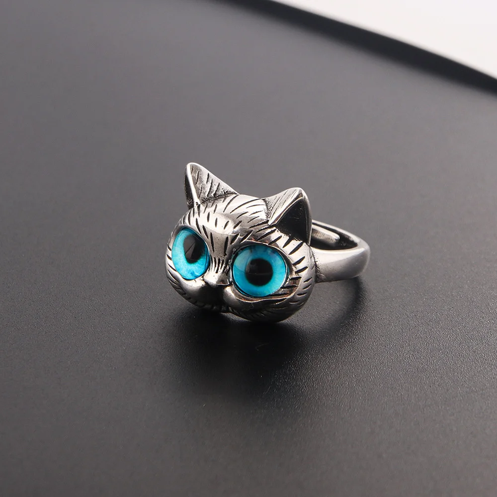 Cat Ring Silver Alloy Adjustable for Women Jewelry Gift
