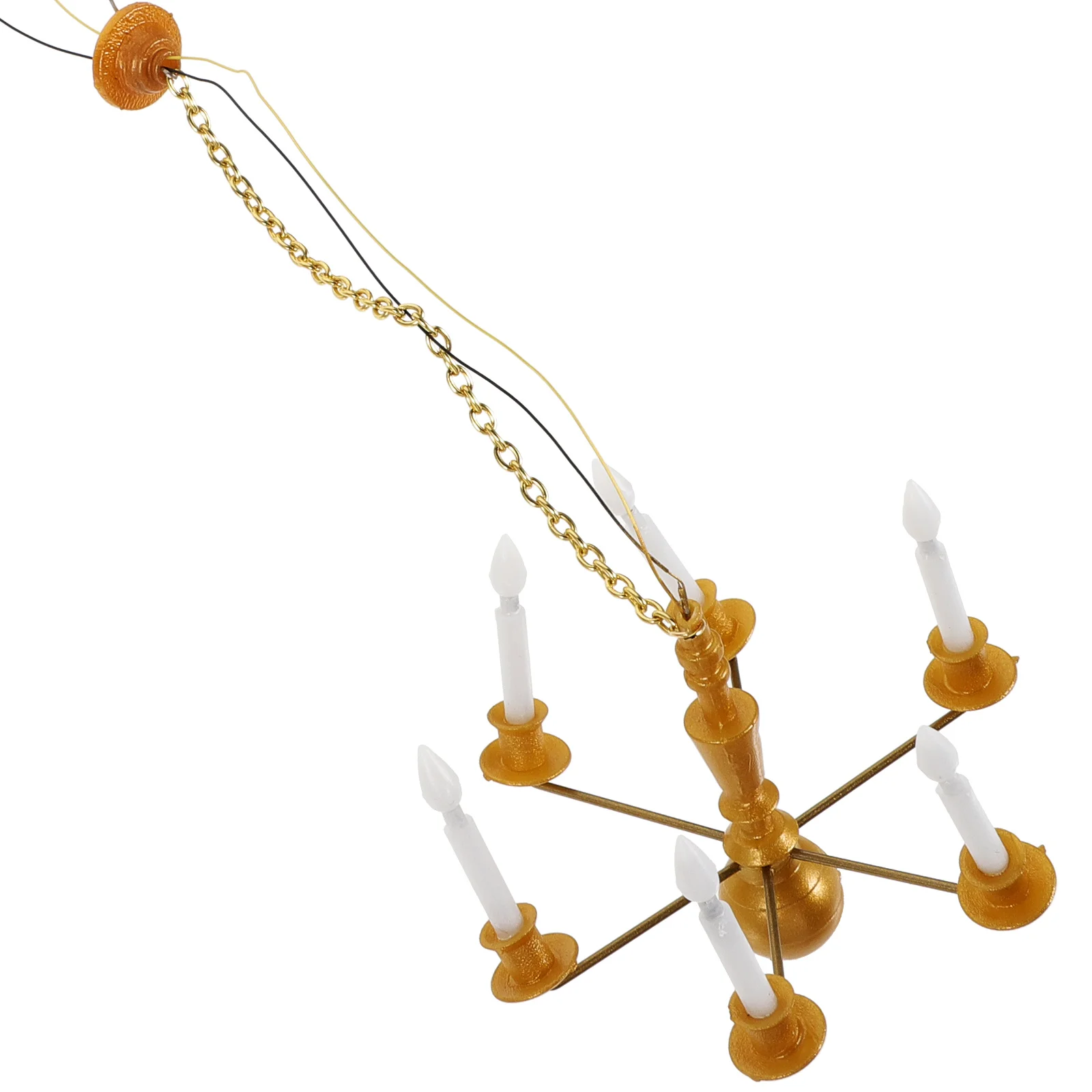 

Миниатюрная потолочная лампа, масштаб 1:12, светодиодная лампа, фотолюстра, игрушечная мебель, золотой цвет