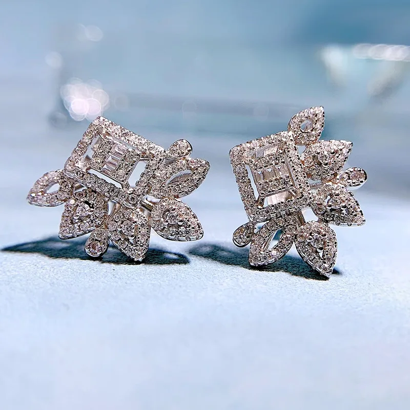2022 new 925 sterling silver luxury micro-set petal earrings European and American cross-border ins style
