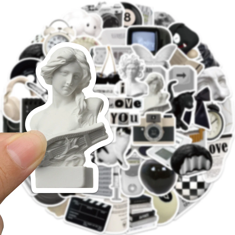 10/30/61pcs Ins Style Cute Stickers Black White Simple Decals Decoration DIY Phone Notebook Suitcase Laptop Fridge Wall