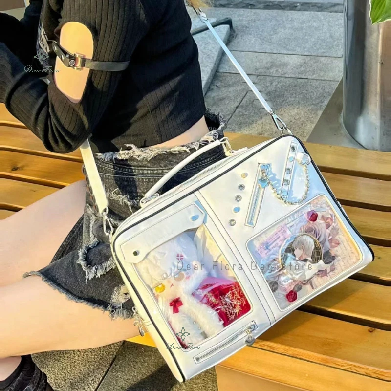 Y2K Women Ita Shoulder Bag Girls Transparent Bag DIY Display Crossbody Fashion Handbag Backpack Students Bookbag Travel Knapsack 3