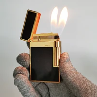 Vintage Gas Lighters Metal Lacquer Double Flame Tobacco Smoking Cigarette Tools Ciger Accessories Men Father Birthday Gifts 1
