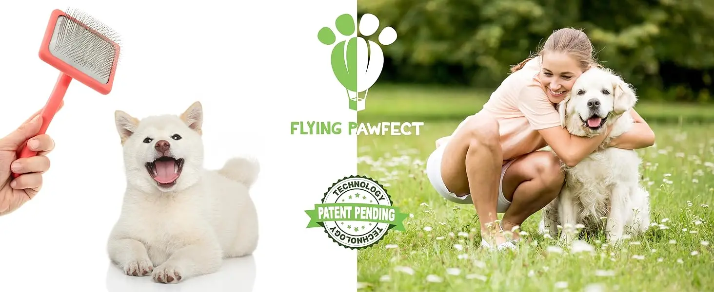Flying Pawfect Pet Slicker Brush in Coral