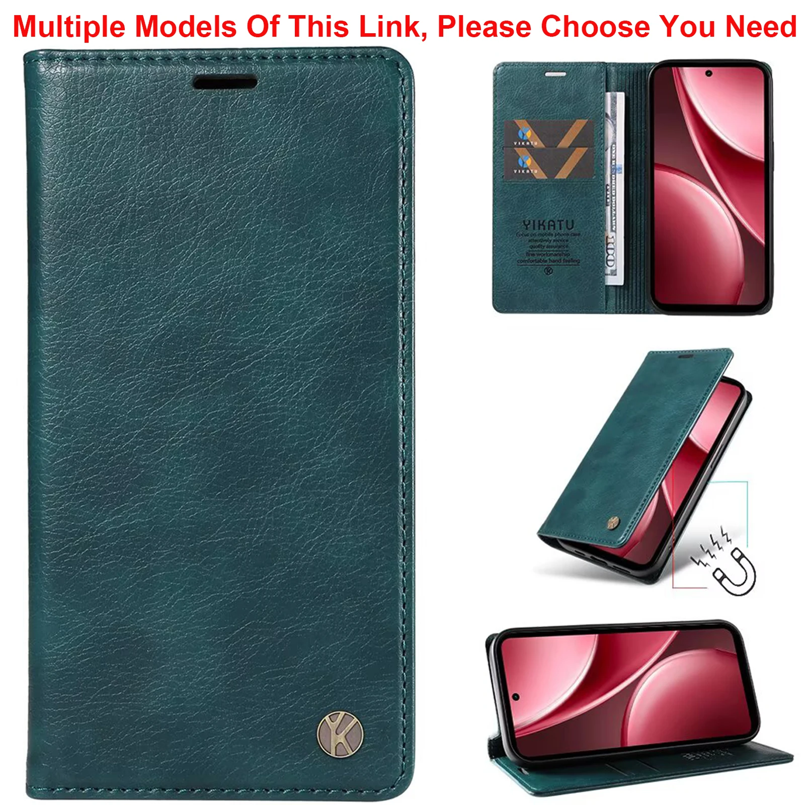 Stylish Leather Flip Wallet Phone Case with Card Holder