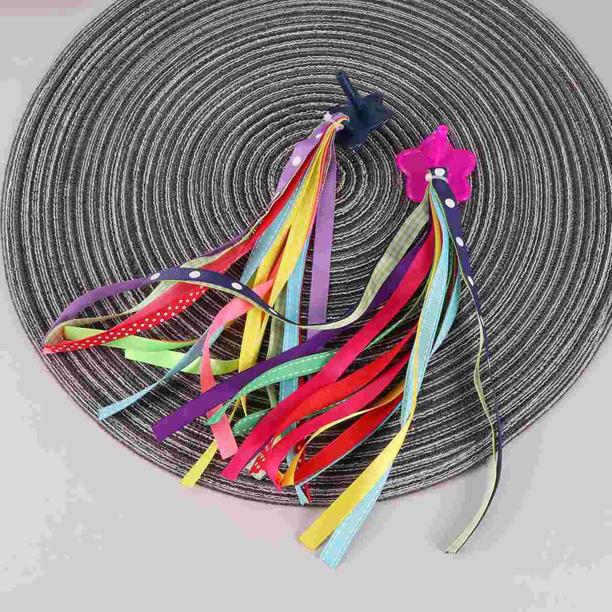 

Colorful Kids Bike Handlebar Hanging Ribbon Bicycle Grips Tassels Accessories For Decor (As Shown)