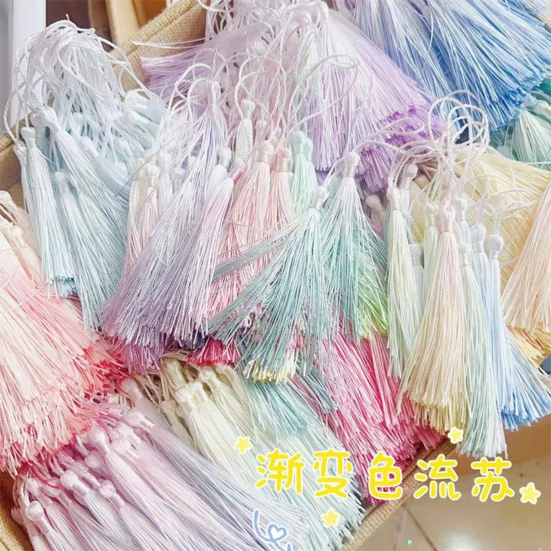 Fluorescent Tassels 50pcs Polyester Silk hand dyed Color gradient DIY Bookmark Pendant Jewelry Making Clothing Wedding
