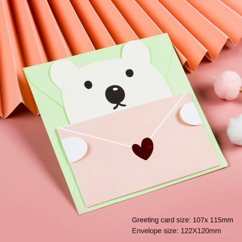 Bear Rabbit Blessing Thank Envelope Folded Ins Decoration Letter Paper Greeting Card 6PCS kraft paper envelopes mini envelopes
