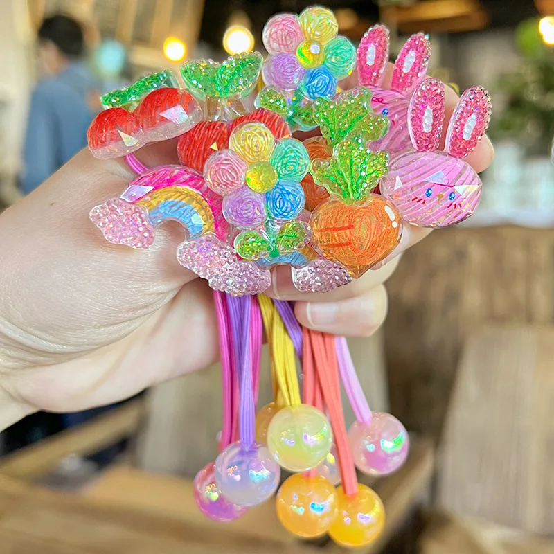 2 قطعة Scrunchies الكرتون لطيف الفتيات الأطفال مرونة الشعر شريط مطاطي اكسسوارات التعادل الشعر حبة حبل غطاء الرأس أغطية الرأس حلية