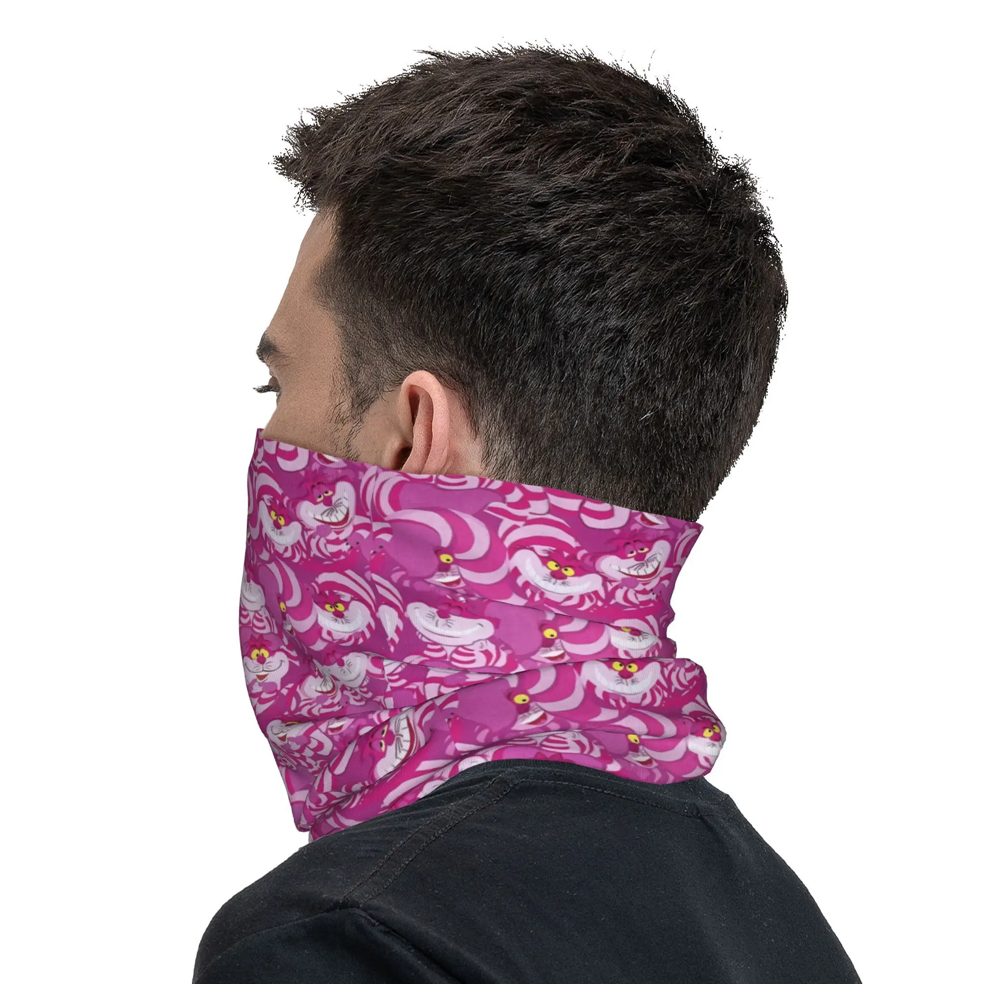 Cycling bandana Neck wrap Bandana headscarf Cotton bandana Neck gaiter Bandana neck cover Multifunctional bandana Cheshire cat Cartoon Neck gaiter Men Women UV protection Winter Bandana scarf For hiking