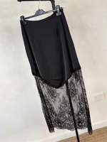 Trendix Women Patchwork Lace Skirts 2025 New High Waist Slim Hollow Out Maxi Skirts Autumn Brown Fashion Party Club Boho Skirt - Image 6