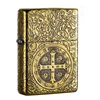 ZORRO 902  Five-face Carving Constantine Cross Brass Kerosene  Lighter 6